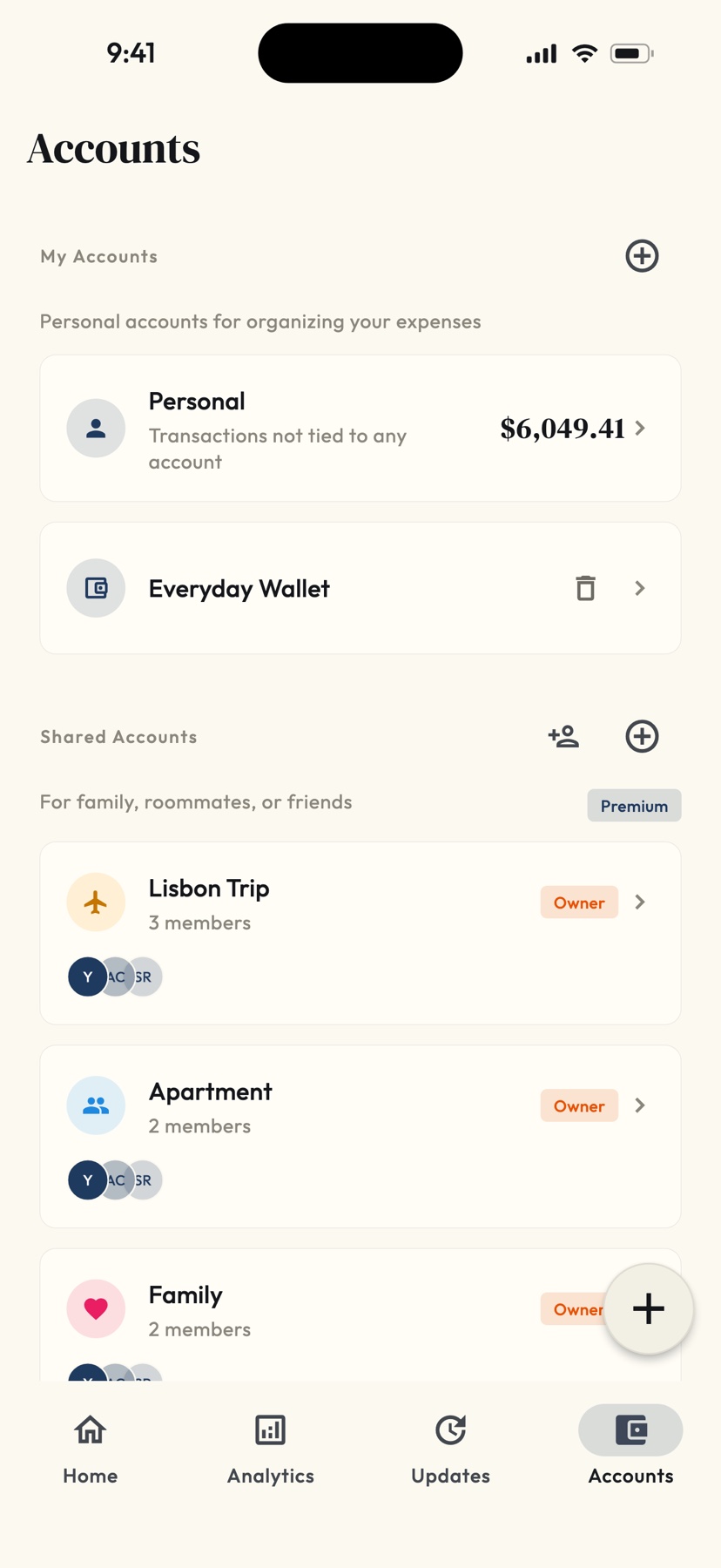 Notch shared accounts feature